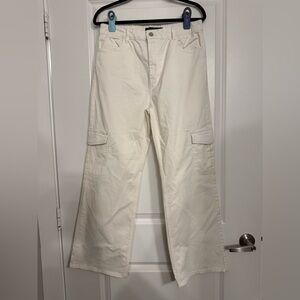Sanctuary Standard Surplus High Rise Wide Leg Cargo Pants in Bone Size 29